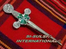 SI - SCOTTISH KILT PIN WITH IRISH SHAMROCK EMBLEM