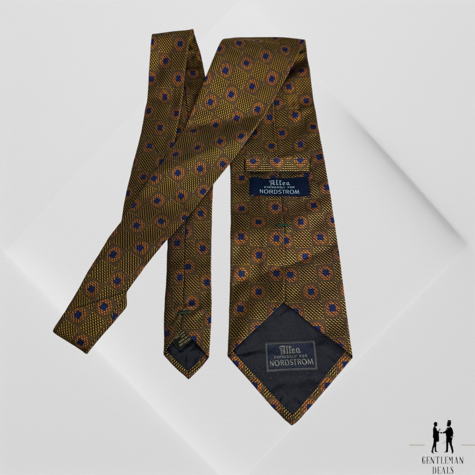 ALTEA Milano Mens Necktie Tie Cotton Woven Solid Beige Brown Khaki 59 x 4 NWOT