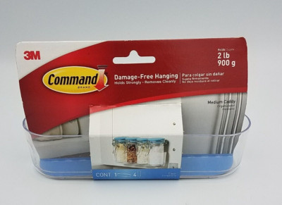 Command Medium Caddy, Holds up to 2 lb, 7.5'' x 2.1'' x 2.1'', 1 Medium, Clear