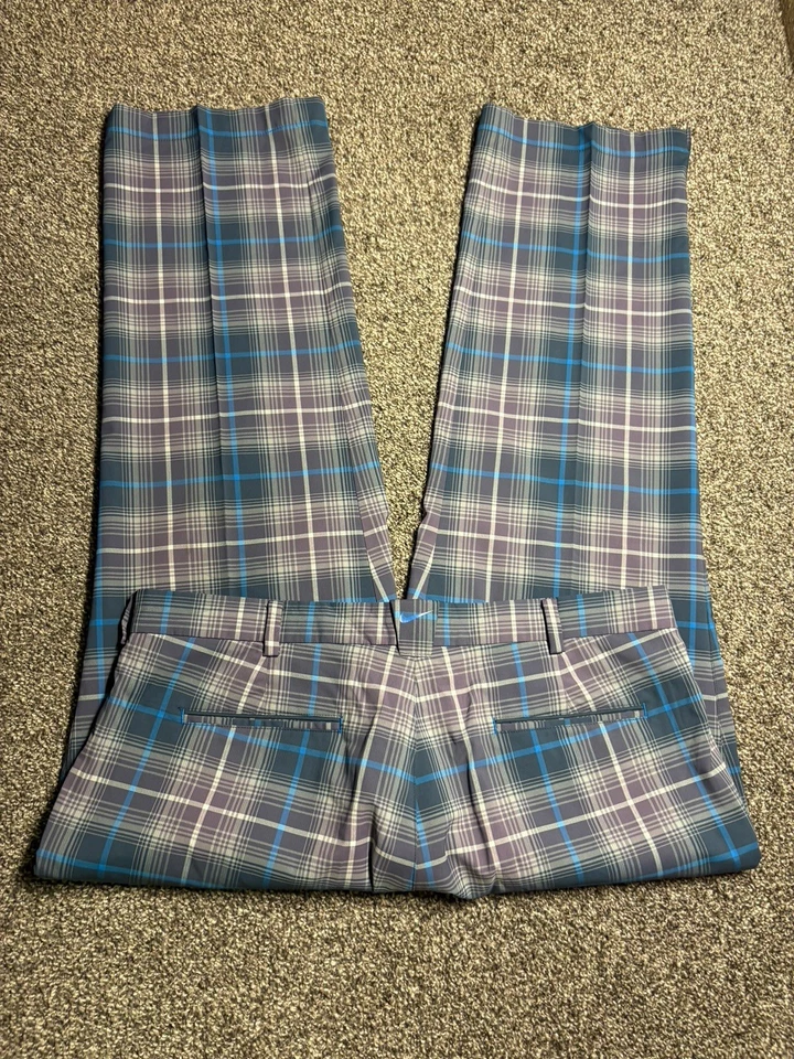 Nike Golf Tour Performance Dri-Fit Pants Mens 38x32 509741-459 Blue Plaid - Image 2 of 4