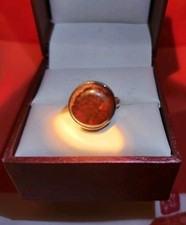 Hand Crafted Sterling Silver 925 Artisan Baltic Amber Ring - Size 2