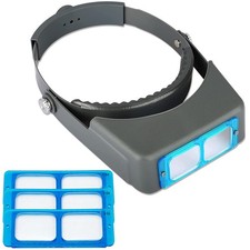 Headband Magnifier, Professional Double Lens Head Mounted Loupe Jewelry Magnifier, Le...