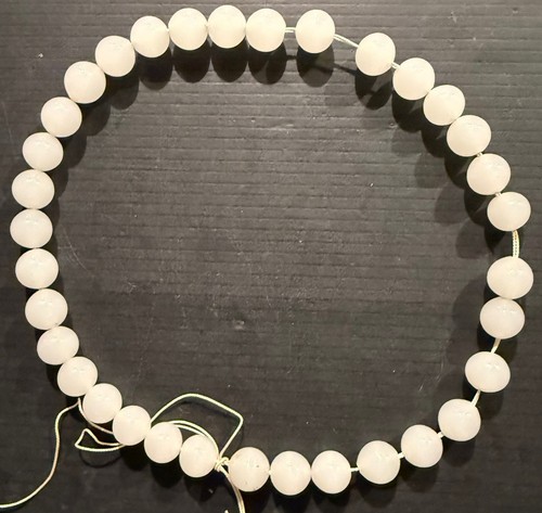 Vintage Strand of 32 12mm Round White Translucent Japanese Beads c-1950