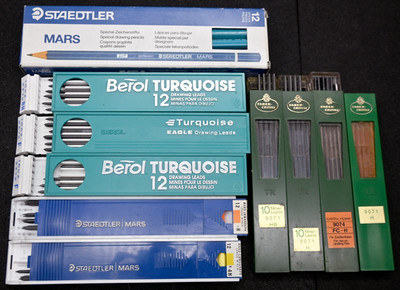 Vintage Drafting Pencil Graphite Leads Lot Staedtler Berol Turquoise Eagle Faber