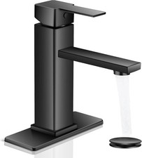 Black Bathroom Faucet Single Hole with Pop-Up BathroomDrain SingleHandleBathroom
