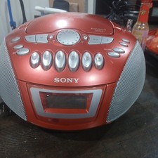 Sony Portable Boombox Copper Red CD Player AM/FM Radio Cassette CFD-E75 W Cord