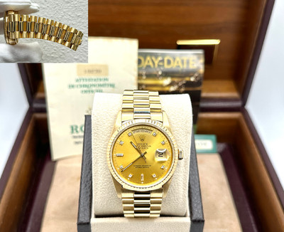Rolex Day Date President 18238 Diamond Dial Double Quickset 18K