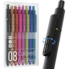 Colorful Gel Pens - 8 Pcs Colored Ink Pens Coloring Vintage Color Ink-8Pcs