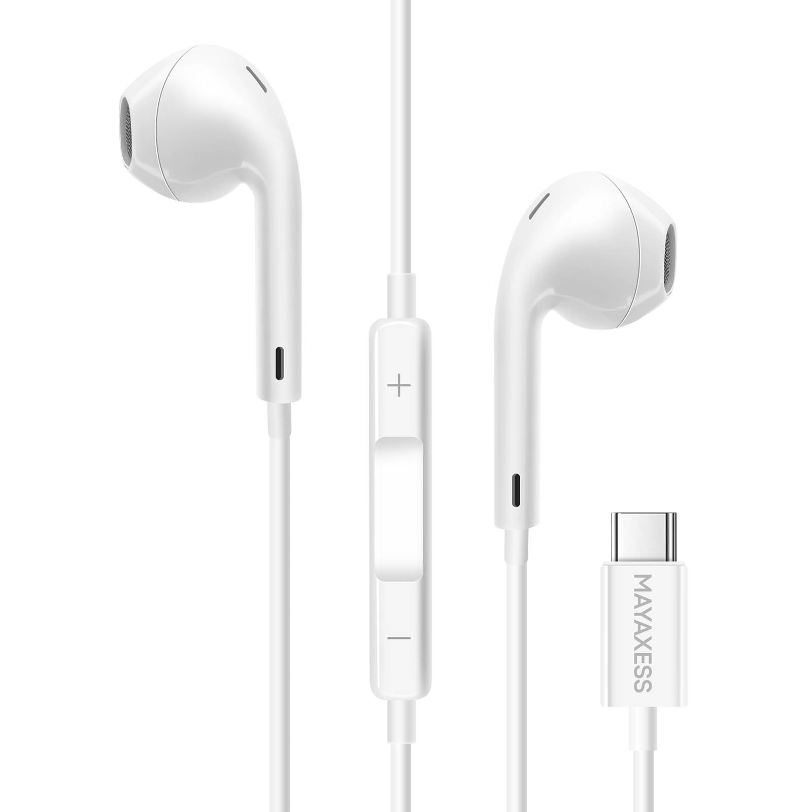 Écouteurs USB-C Mayaxess avec micro intégré et contrôle de volume filaire noir