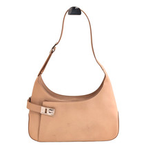 Salvatore Ferragamo Gancini Bolso de Hombro Cartera Cuero Beige