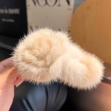 Women's Cute Real Mink Fur Hair Clip Rose Red Hairpin Bobby Pin Hair Accessories