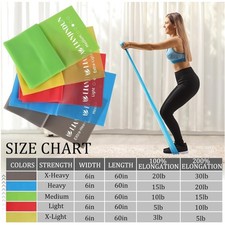Pilates  Yoga Stretch Bands - 5 Resistance Levels