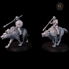 Orc Wolf Riders with Spears X2 28mm Fantasy Wargames  Diorama Miniatures