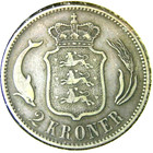 elf Denmark 2 Kroner 1876 Silver  Christian IX  — photo 2