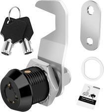 Black Toolbox Lock with Keys, Cabinet Locks Keyed Alike, Hook Cam, Tubular Cam L