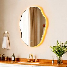 USHOWER LED Bathroom Mirror 22x30" Irregular Backlit Anti-Fog Dimmable Mirror