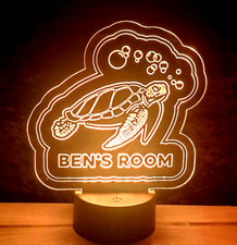 TURTLE Led Night Light Personalised NAME Room sign Custom Birthday gift for kids