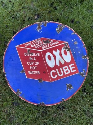 Emaille OXO Würfel Laden Display Werbeschild Sammlerstück 2 Fuß Durchmesser