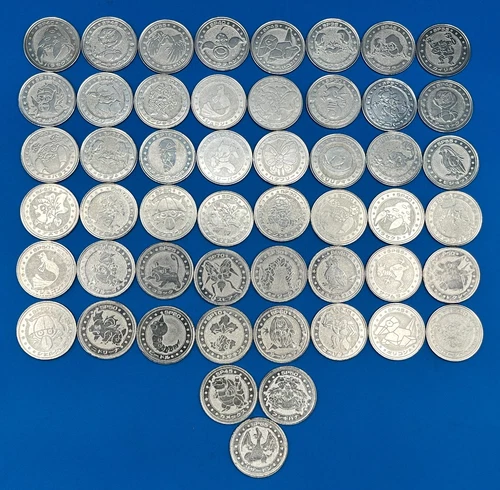 Lot 51 Charizard Venusaur  Blastoise Pokemon METAL Battle COIN Meiji Juice Japan