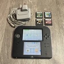 Nintendo 2DS Console Black & Blue + Official Nintendo Charger + 4 Games Bundle