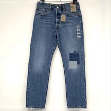 NWT Levi’s 501 High Rise Straight Leg Patch Design Blue Jeans Women’s Sz 31x30