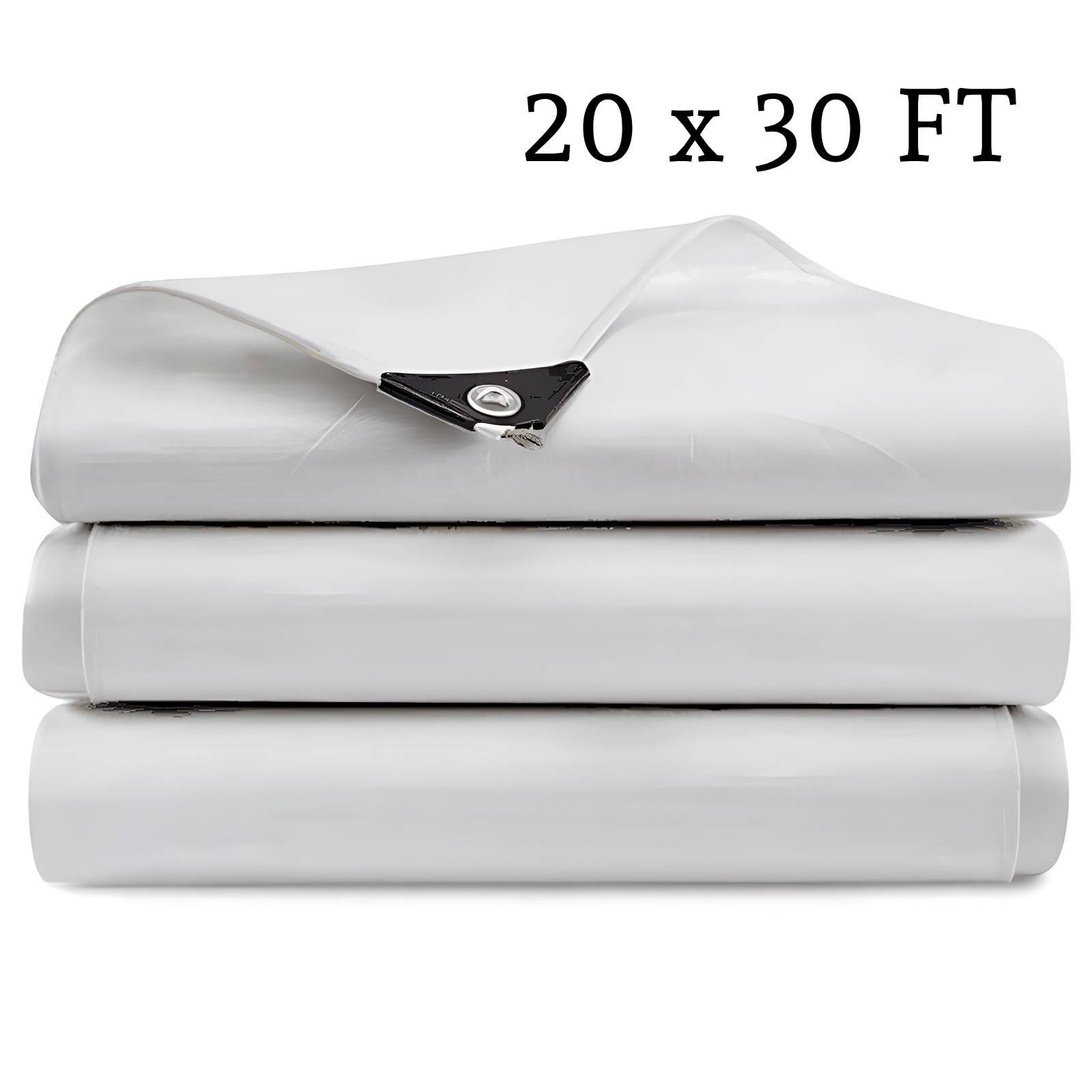20 Mil Heavy Duty White Tarp w/ Reinforced Edges Coated UV Sun Shade Poly Canopy