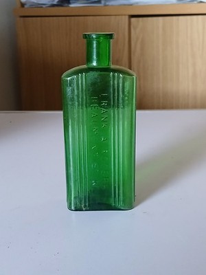 Seltene grüne Glas Frank A Rogers Giftflasche 1 .Beaumont St . W.1