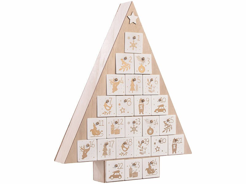 Calendrier de l'Avent bois Sapin de Noël au salon pour décorer vos fêtes