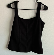 SHEIN Black Solid Opaque Corset Top Bustier, Women's Size M Regular