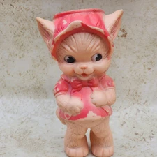 Vintage Rare Ruth E. Newton Sun Rubber Kitty Squeak Toy Doll Anthropomorphic 6"