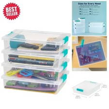 4-Pack 6 Qt Clear Plastic Storage Bins with Lids Perfect for Crafts Office