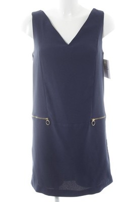 ZARA BASIC schulterfreies Kleid Damen Kleid Gr. DE 34 dunkelblau-goldfarben
