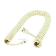 Replacement Telephone Handset Cable Lead Ivory 2 Mtr Curly Plug In Type