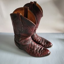 Men's TONY LAMA Full Quill Ostrich Rare USA Made Boots 10D 8251 Deep Red *READ*