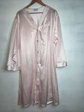 Vintage Village Fair Granny Core Night Gown Pink Nylon Buttondown - Size 3X