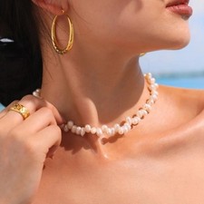 Light Luxury Elegant Freshwater Pearl Clavicle Necklace Women Drop Geometric