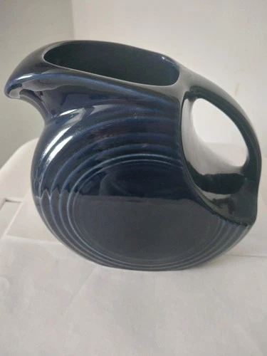 Fiestaware Large Cobalt Blue Pitcher Jug HLC Deco 67 Oz 2 Quart Vintage