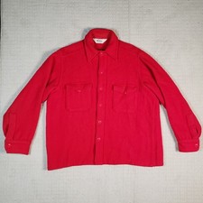Vintage Woolrich Shirt Shacket Large Red Heavy Wool Flannel Overshirt Warm Thick