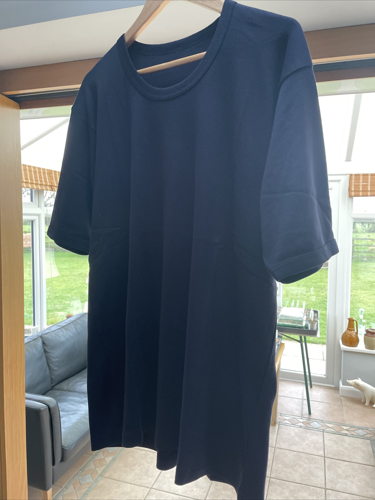 New British Army Surplus Issue Vest PT Dark Blue Cotton T-Shirt Base Layer 82cm image 2