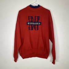 Vintage Nebraska Huskers Embroidered Made In USA XL Red Crewneck Sweatshirt