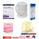 1L BeautyPro Wax Heat Kit + Caronlab Strawberry Strip Wax 800ml Strips Spatulas