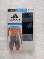 New Adidas Men's Stretch Cotton Briefs Underwear 3 Pack IR0832 Size S