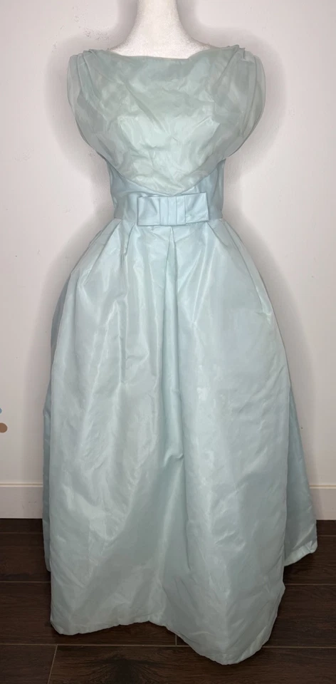 Vintage 1950s Lorrie Deb Blue Taffeta Evening Gown Prom Dress Full Skirt  - Image 2 of 4