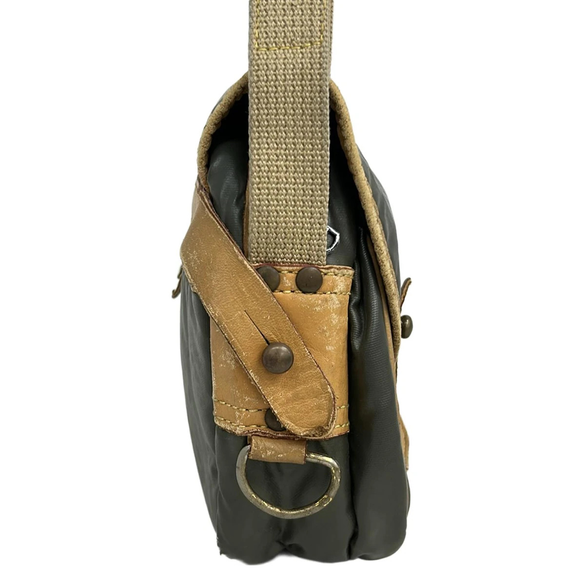 HUNTING WORLD - Khaki Beige Bateau Cloth Leather Canvas Shoulder