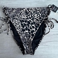 Bar III Women's Animal Printed High-Waisted Lace-Up Bottoms Size Large