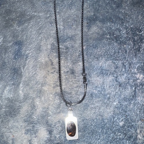 Grateful Dead Vintage 13.Bolt .925 , 50cm large piece of Amber in 925 box Chain - Picture 3 of 4