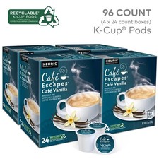 Cafe Escapes Cafe Vanilla, K-Cup Pod, 96 Count - HOT NEW