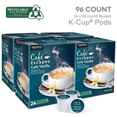 Cafe Escapes Cafe Vanilla, K-Cup Pod, 96 Count - HOT NEW !!!