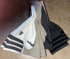 New Adidas 3 Pairs Mens Cushioned Climacool 3 Stripe Crew Socks Large 6-12
