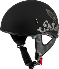 GMAX HH-65 Corvus Motorcycle Half Helmet Black/Tan